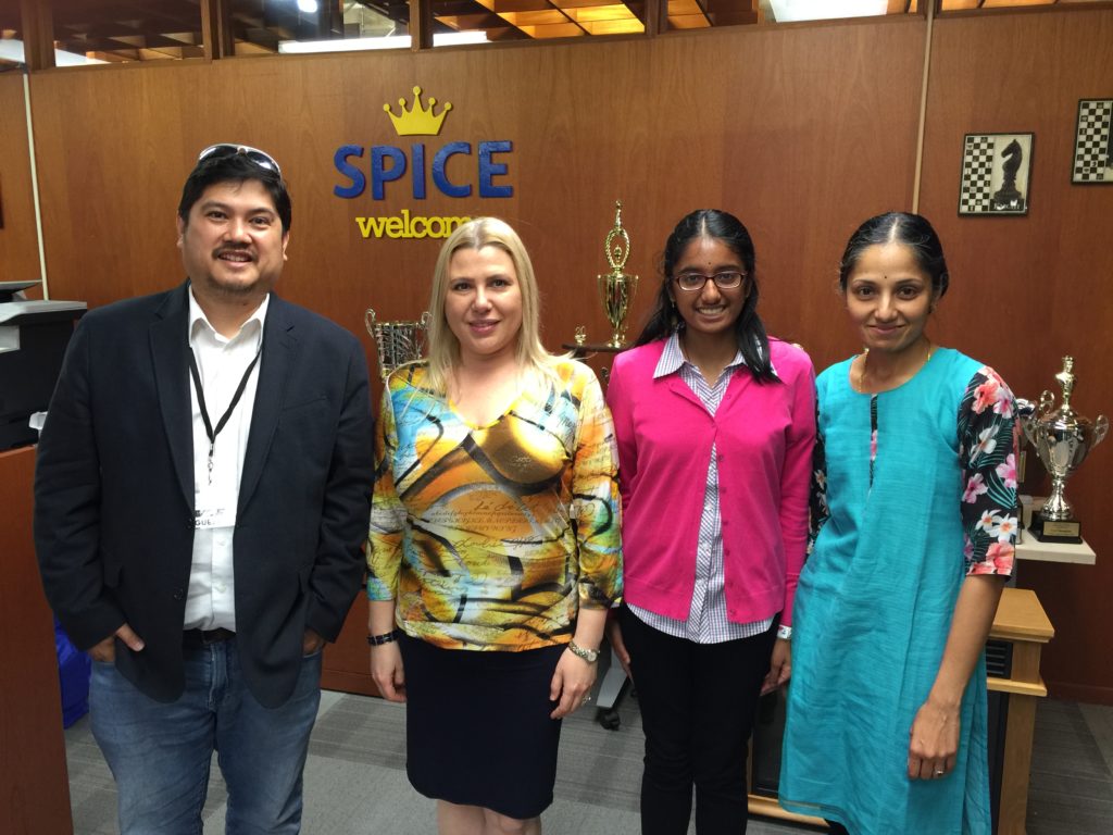 Susan Polgar, Eswaran Ashritha, Ted Castro at SPICE