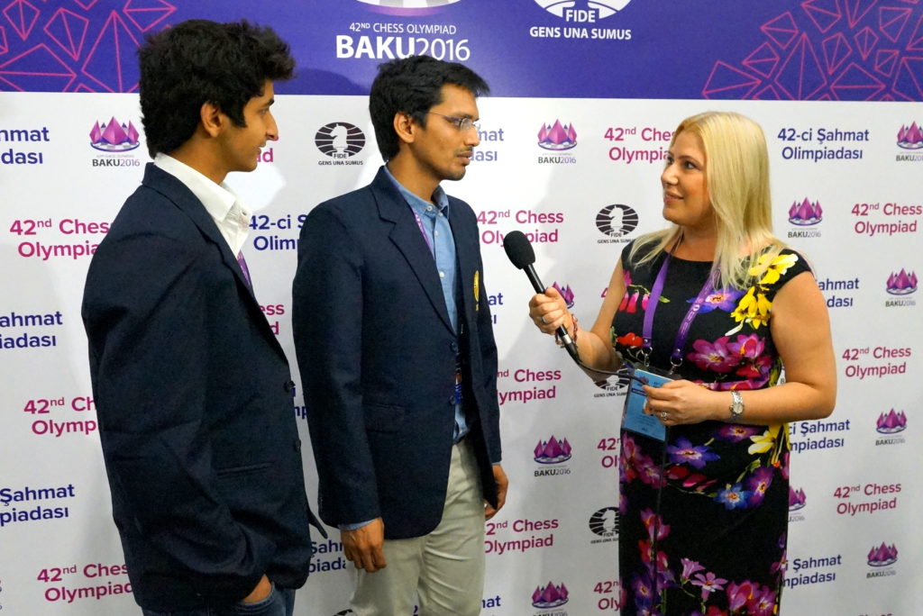 Susan Polgar with Harikrishna and Vidit